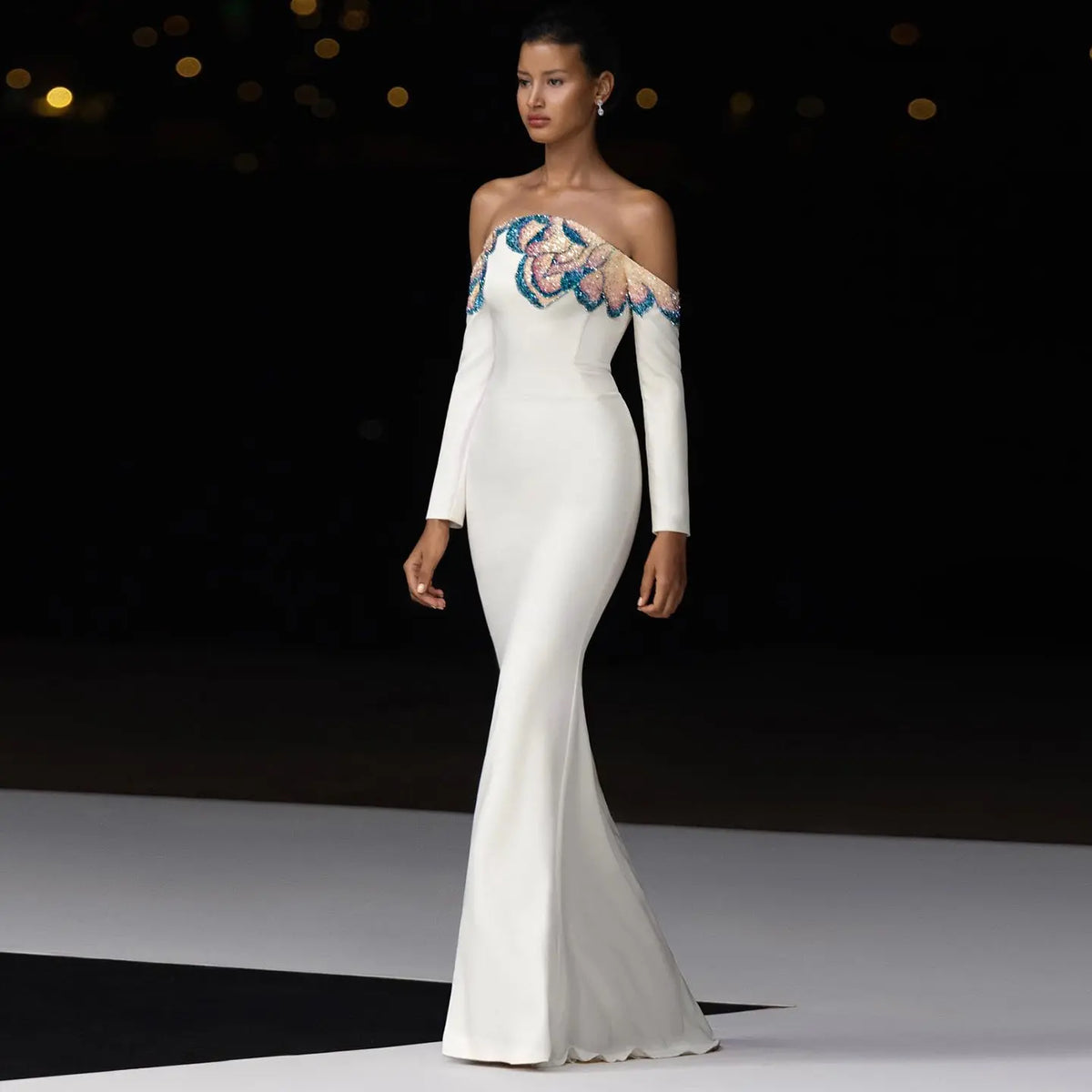 Elegant Beaded Off Shoulder White Evening Dress SS512 Elegant Beaded Off Shoulder White Evening Dress SS512