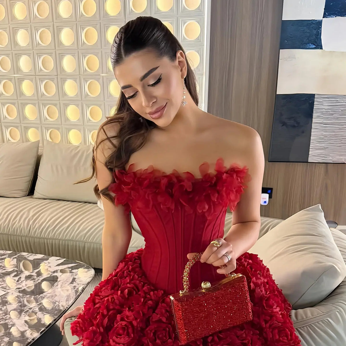 puffy homecoming dresses Strapless Short Puff-Sleeve Homecoming Dress -PromGirl Sage / 8