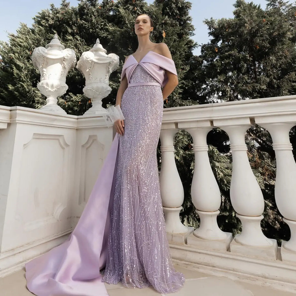 lilac off the shoulder bridesmaid dresses A-Line Floor Length Off Shoulder Lilac Bridesmaid Dress COCOMELODY CB0616