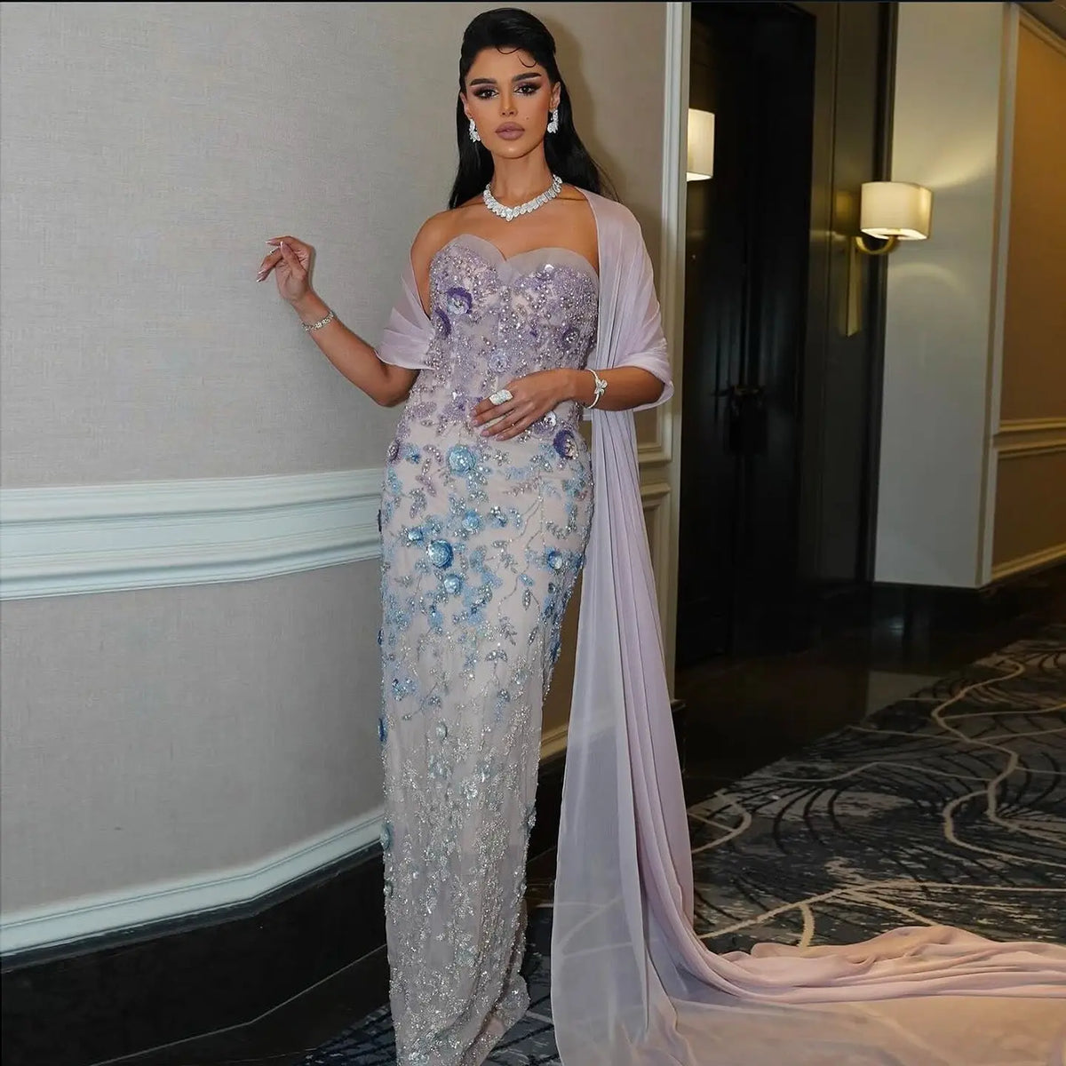 lilac silver dress Azazie Silver Lilac Off Shoulder A-Line Evening Dress / Gown