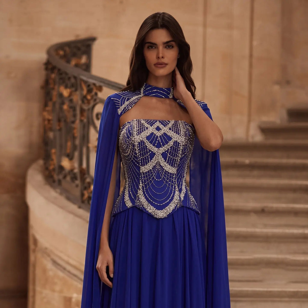 beaded blue dress Light Tulle A-line V-neck Spaghetti Straps Long Prom Dresses, MP658 See long blue beaded formal dresses for prom and plus Dnora - Royal Blue Beaded