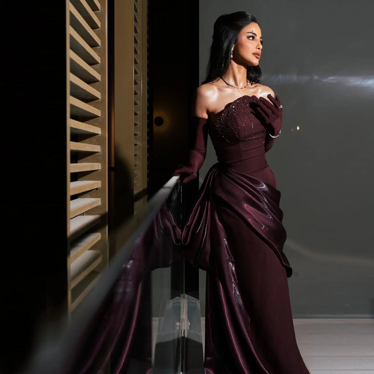 Romantic Burgundy Strapless Beaded Evening Dress with Statement Satin – SHARONSAID Romantic Burgundy Strapless Beaded Evening Dress with Statement Satin – SHARONSAID