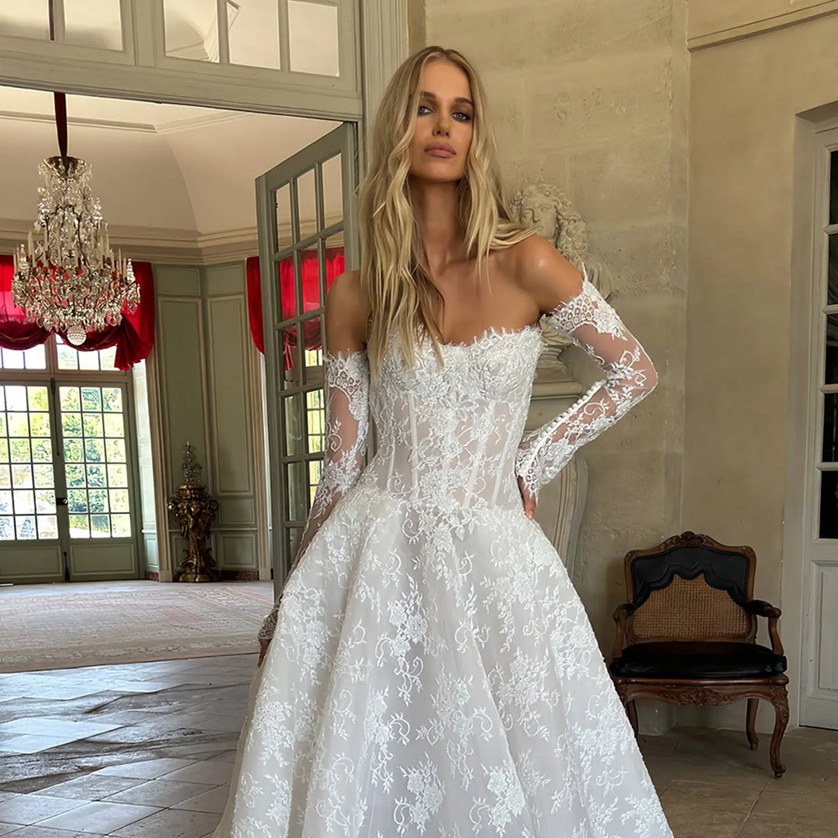 ball gown long sleeves off-the-shoulder floor-length lace applique dresses ball gown long sleeves off-the-shoulder floor-length lace applique dresses Misshow Burgundy Ball Gown