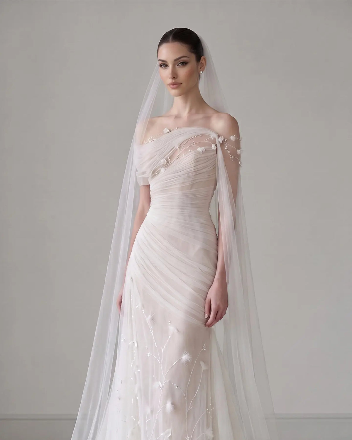 White 3D Floral Off Shoulder Wedding Dress SW233