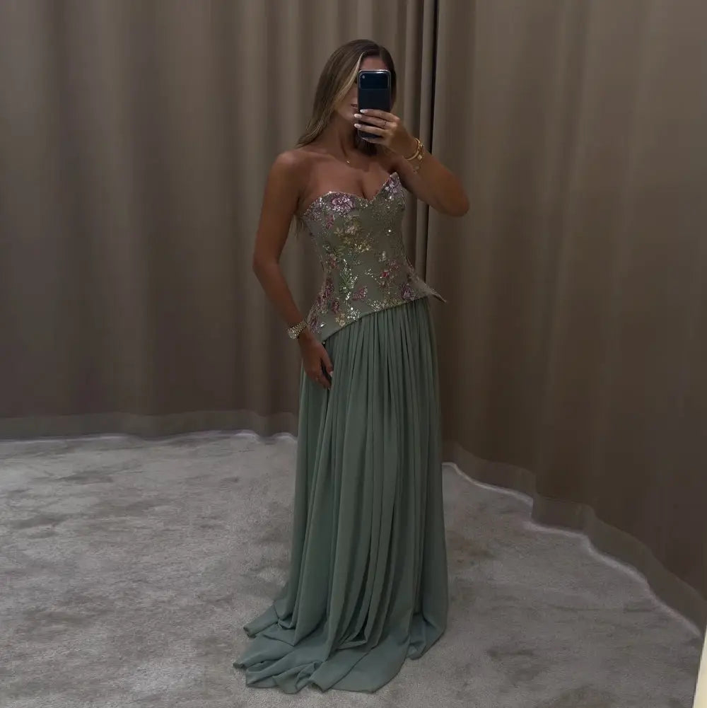 Chic Pink Floral Embellished Peplum Chiffon Evening Dress with Scarf SS480 