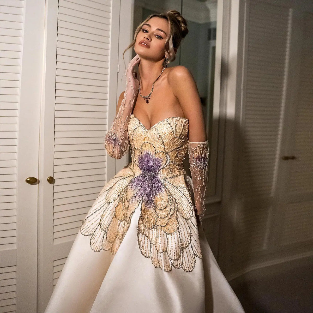 beaded butterfly prom dress Faviana 11053