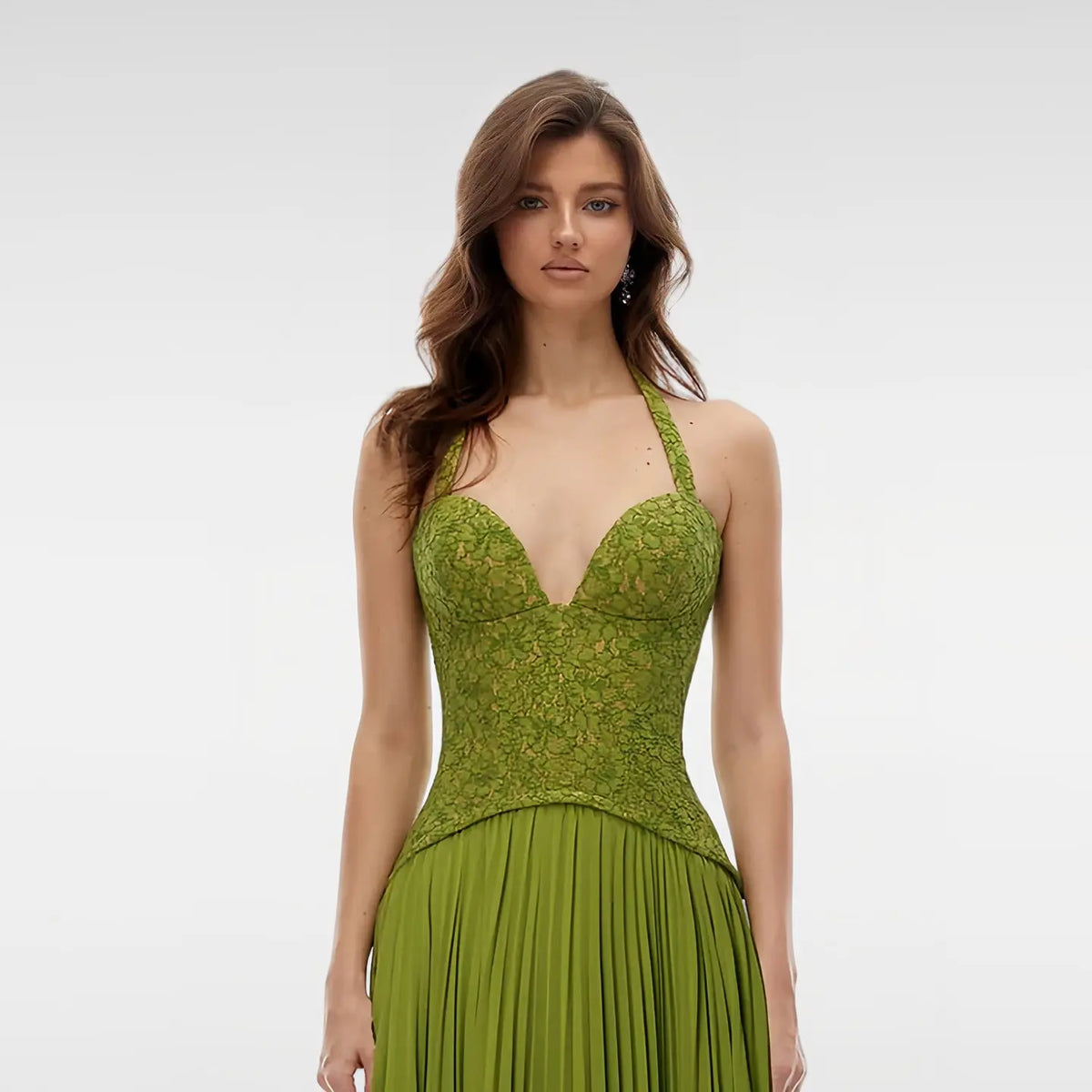 Green Halter Lace Corset Evening Dress SF419