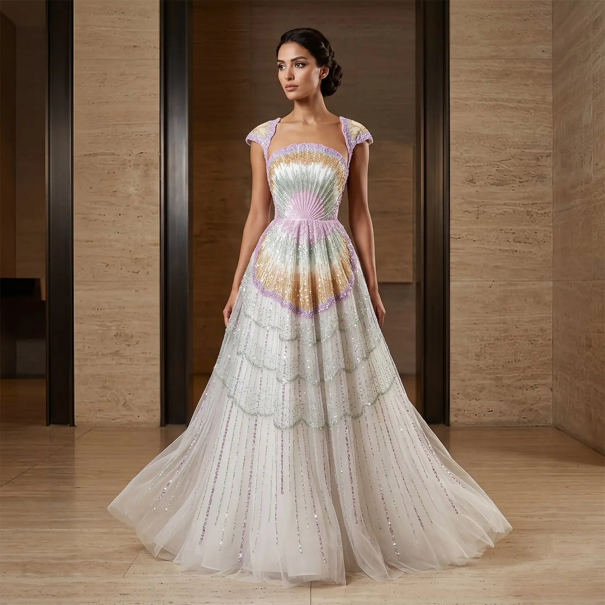 seashell beaded dress Clio Peppiatt Seashell Crystal-embellished Beaded Tulle Mini Dress - Women - Blush Dresses