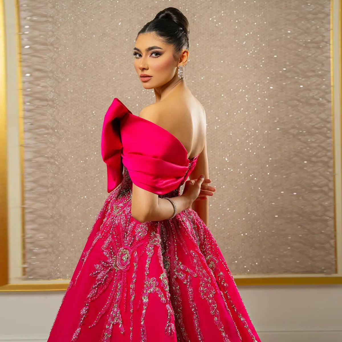 fuchsia one shoulder dress Final Sale Fuchsia One Shoulder Evening Dress SS567