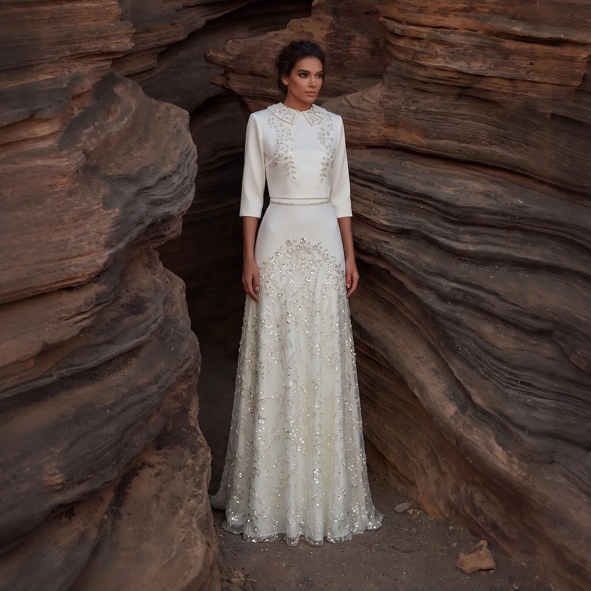 arabic dress dresses Muslim Evening Party Abaya Dress Diamond Beaded line silhouette are perfect for a formal event or prom ABEWIP Women's Muslim Abaya Dress