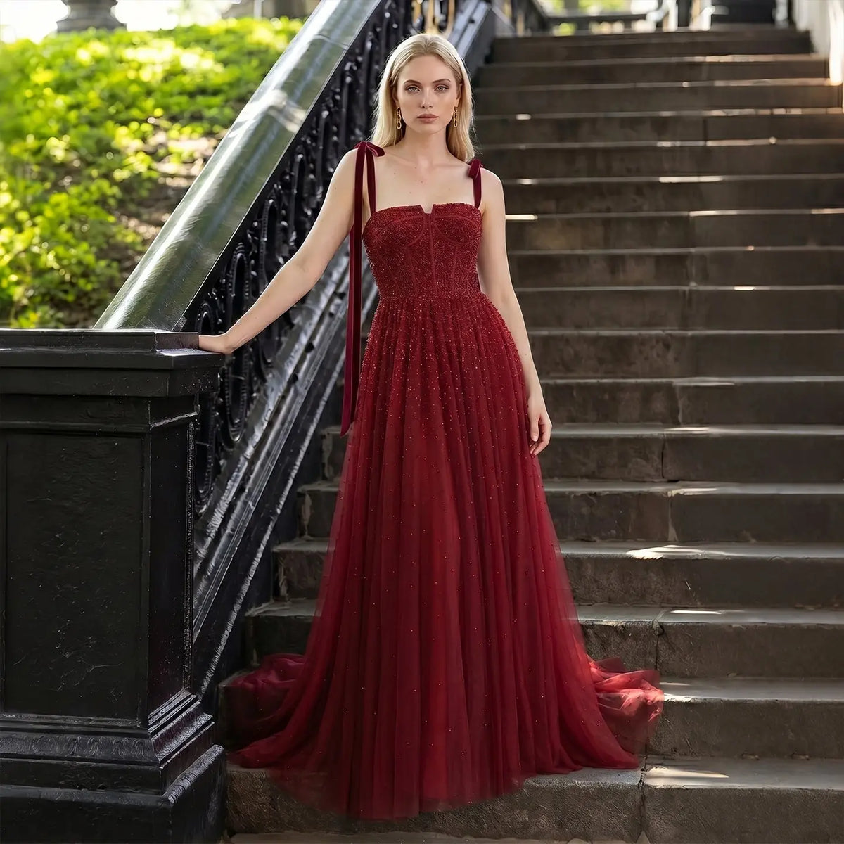 red formal dresses Elegant Maxi Dress With Open Back, Sexy Boatneck Flare Dress, Red Gown Dress, Wedding Guest Dress, Occasion Designer Dress making it easy to wear while ensuring a perfect fit RED FORMAL DRESSES