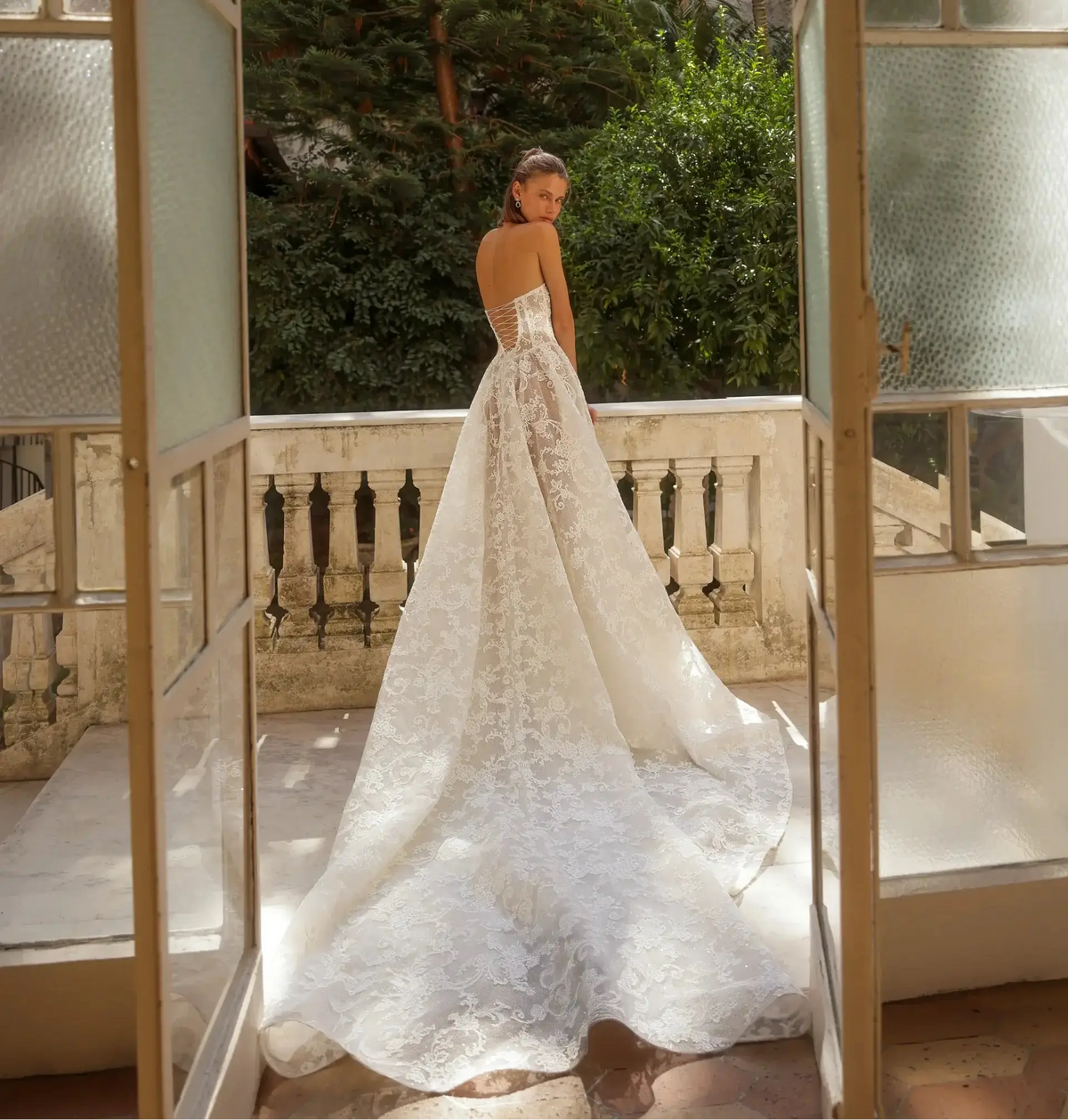 Bohemian Ivory Lace Sweetheart Neck High Slit Mermaid Wedding Dress SW – SHARONSAID