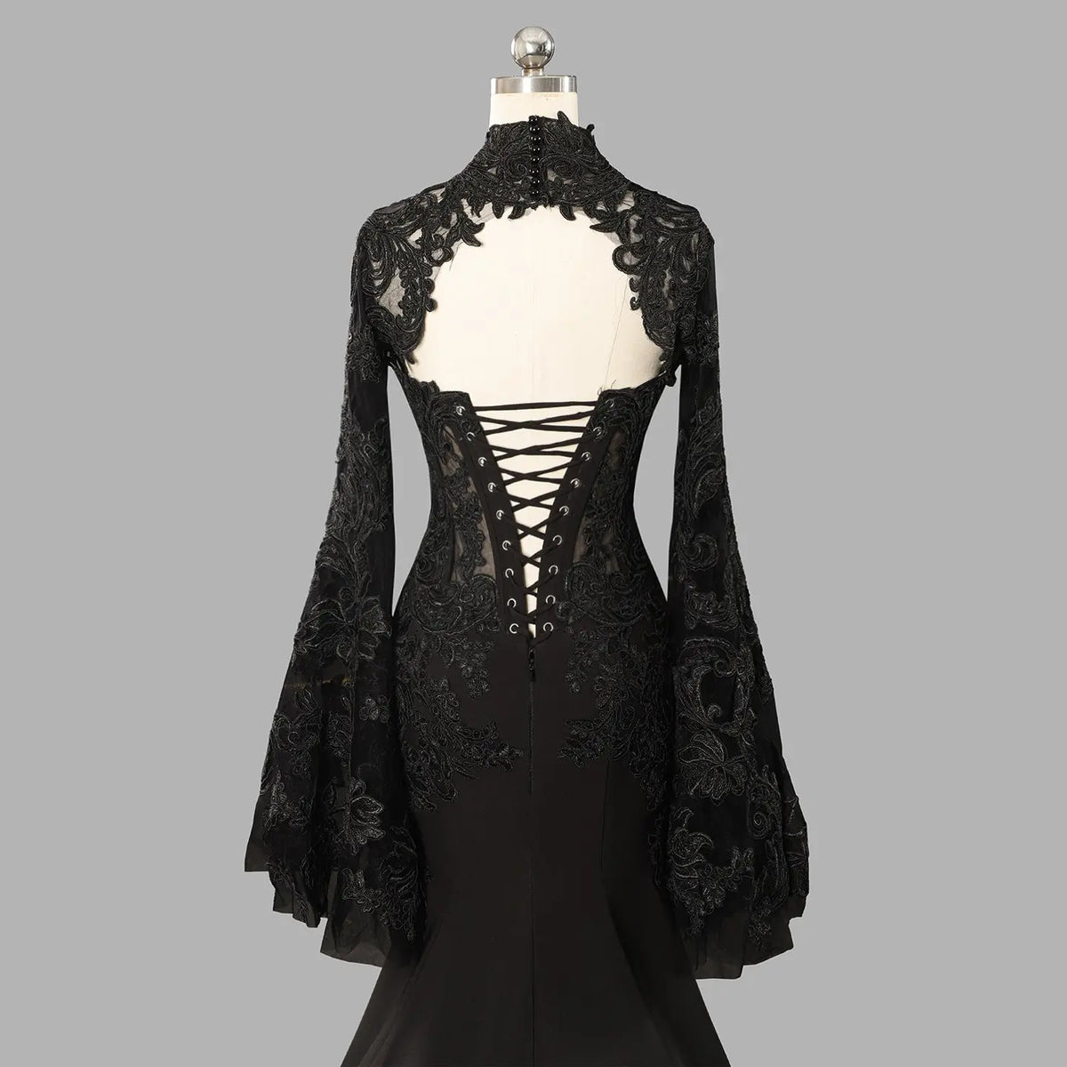 Black Luxury Gothic  Wedding Dress Sheer Lace Mermaid  SW562-4