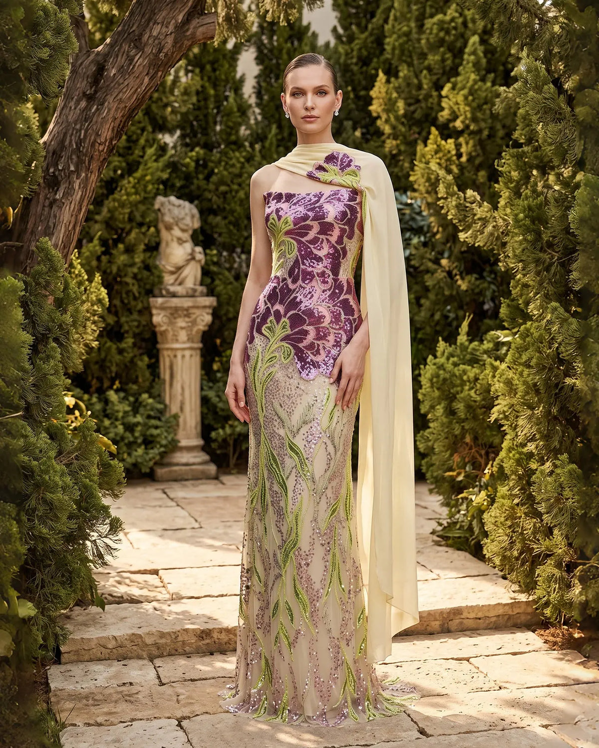 Purple Green Sequin Girls Evening Dress SS511