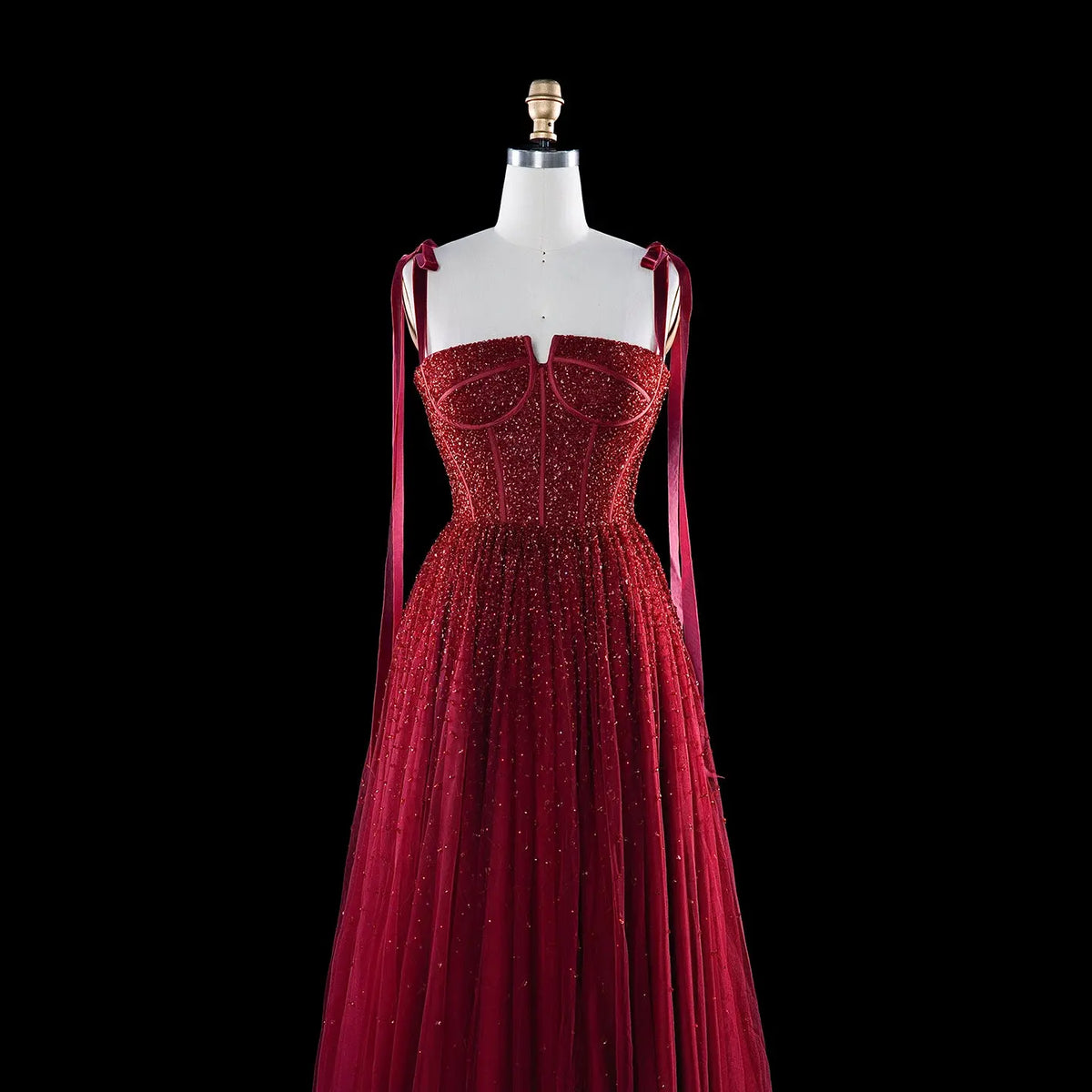 Luxury Beaded Red Evening Dresses with Straps SS263-3