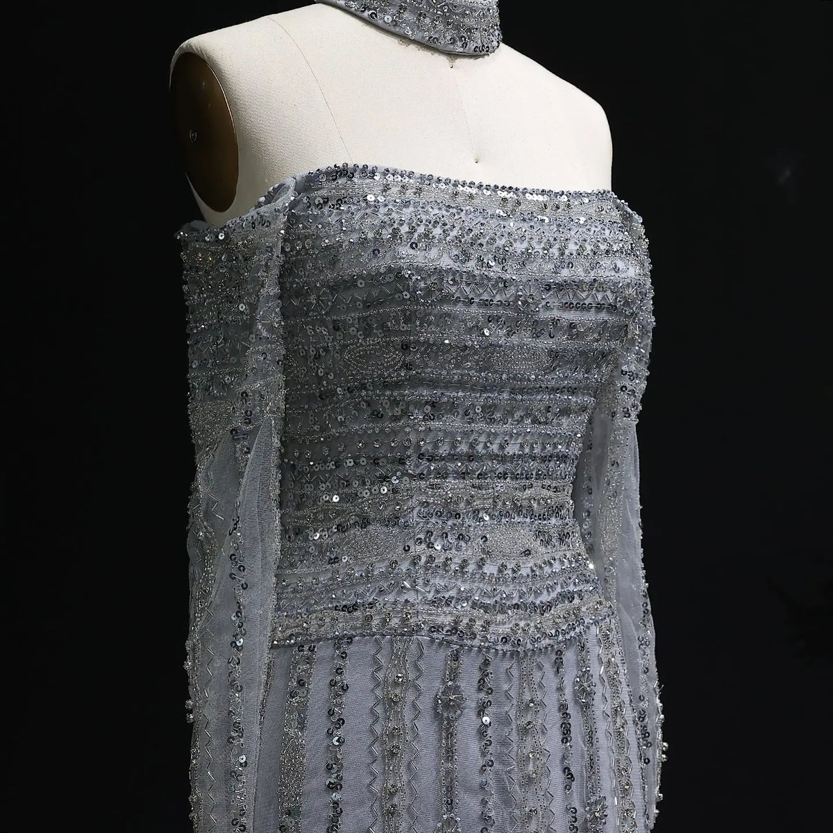 off shoulder high neck dress Glorious off Shoulder Beaded Halter Neckline Mermaid Two-Piece Party Evening Wholesale Long Dress - Wholesale Long Dress and Party Dress price