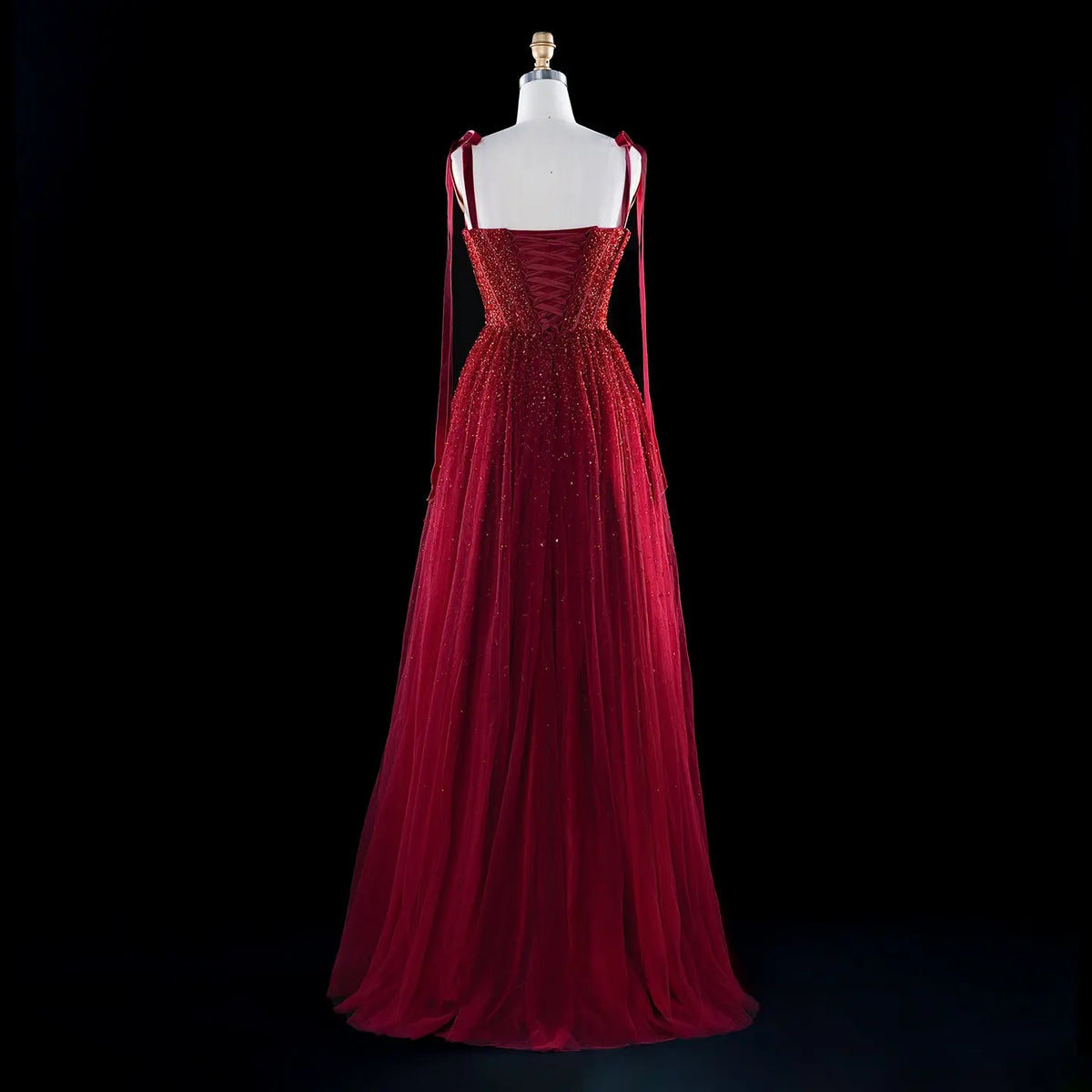 Luxury Beaded Red Evening Dresses with Straps SS263-7