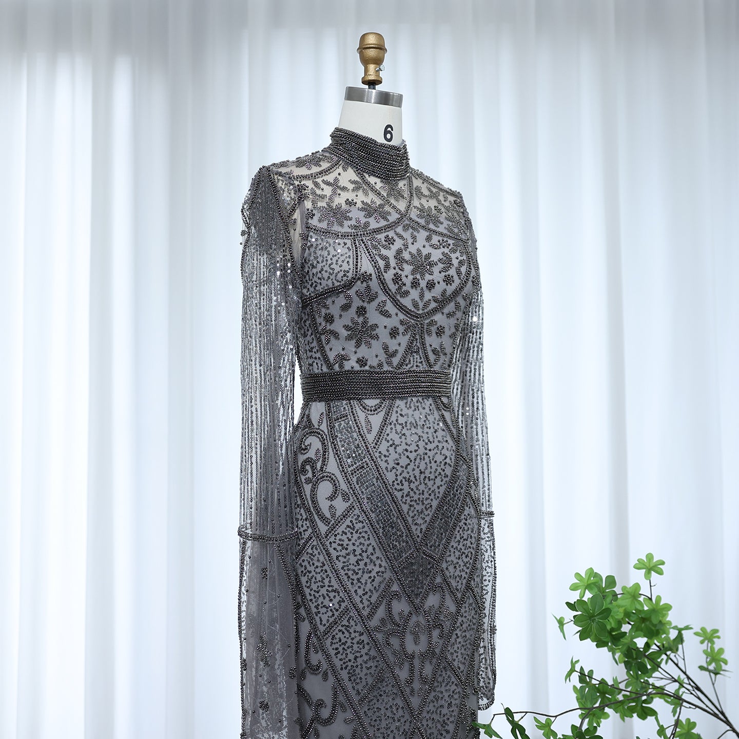 Gray beaded dress best sale