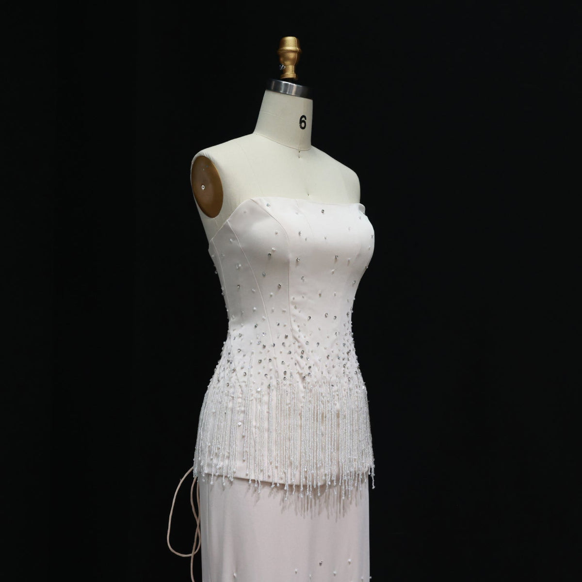 Elegant Beige Beaded Evening Dress with Two Pieces SS425