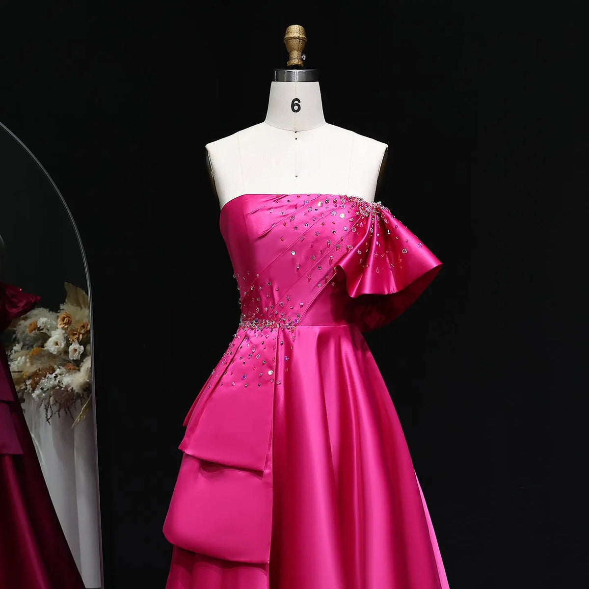Elegant Gold One Shoulder Satin Evening Dress SS592 