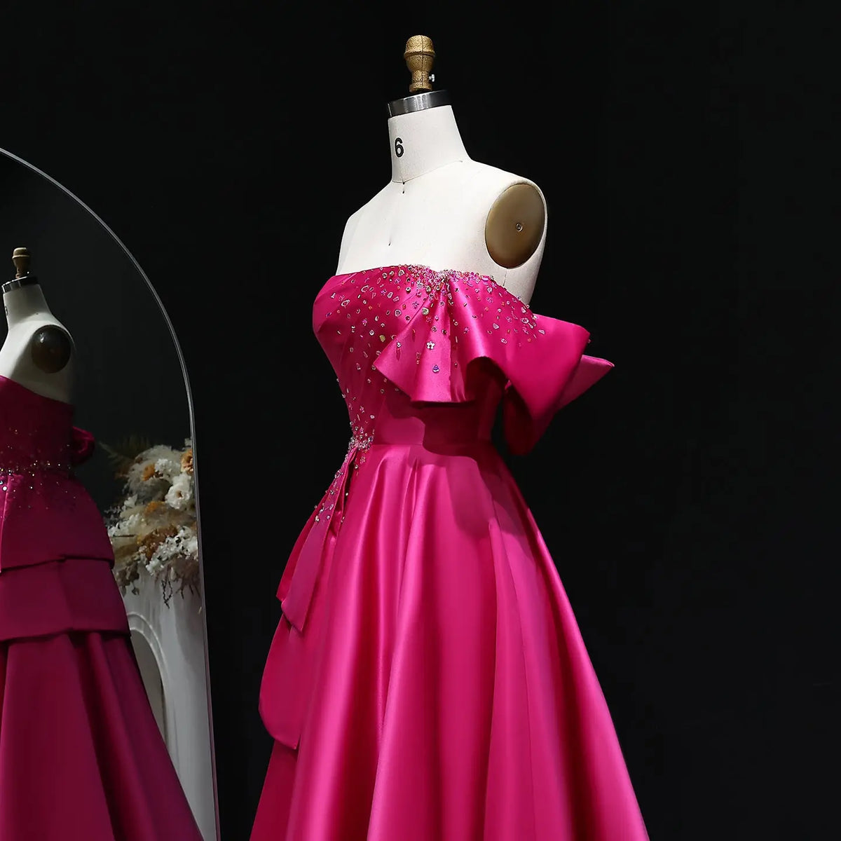 Elegant Gold One Shoulder Satin Evening Dress SS592 