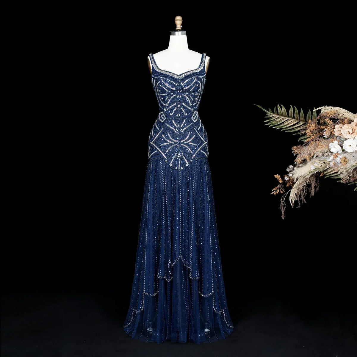 Elegant Champagne Beaded Evening Dress SS552-13