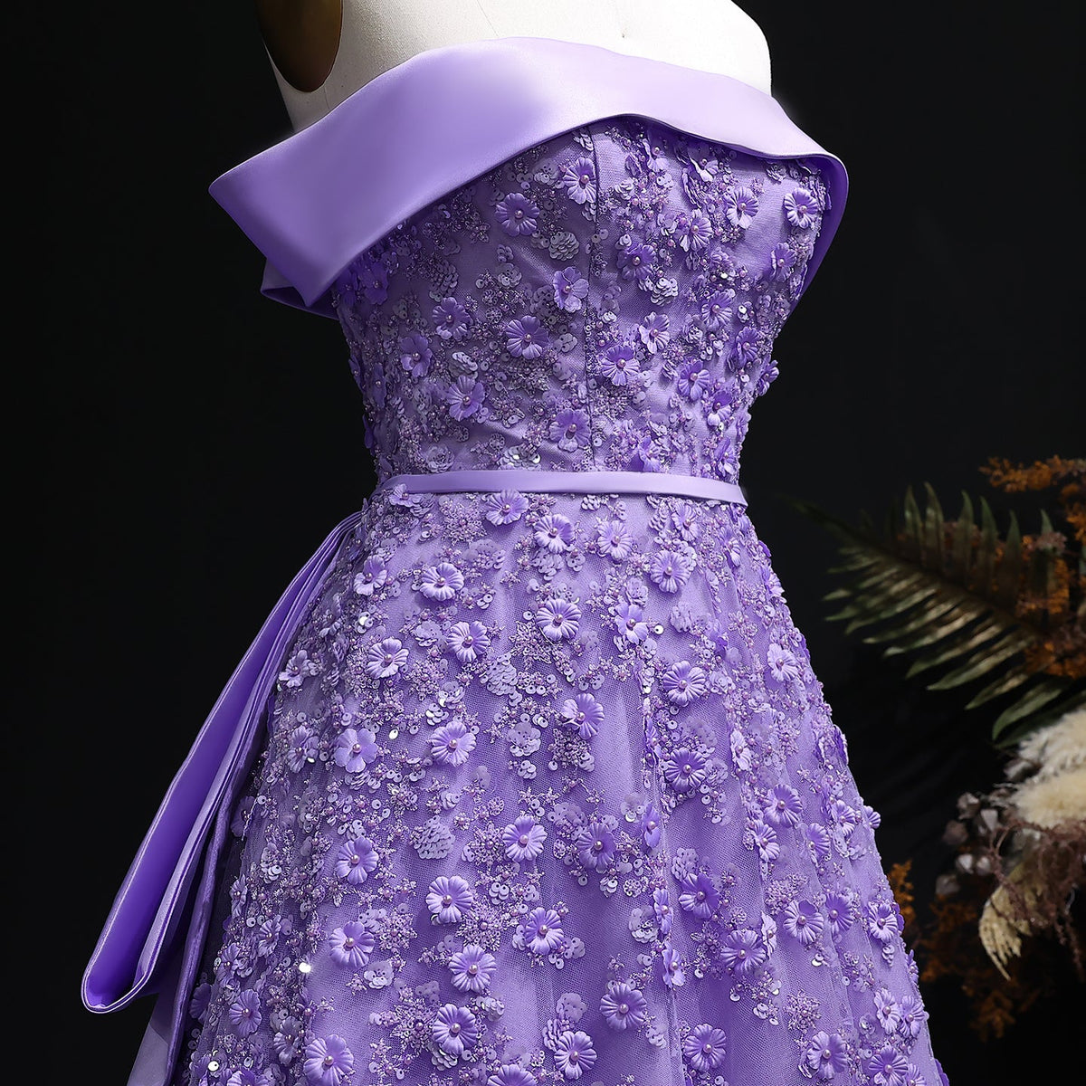 Luxury Beaded Lilac Mermaid Evening Dress with Overskirt SS556
