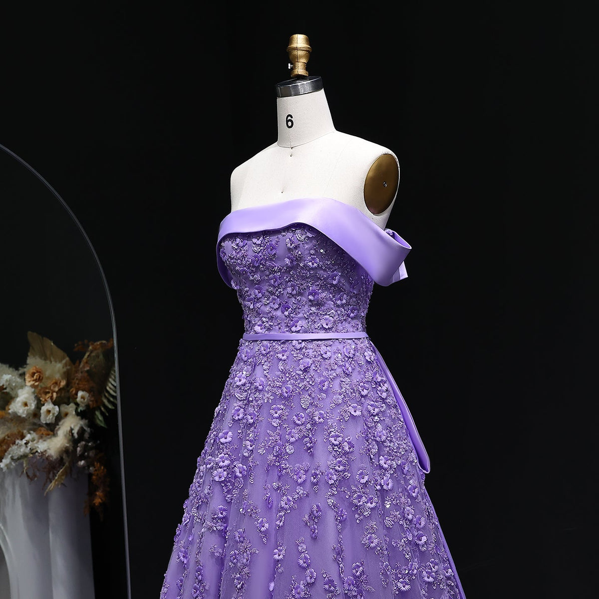 Luxury Beaded Lilac Mermaid Evening Dress with Overskirt SS556