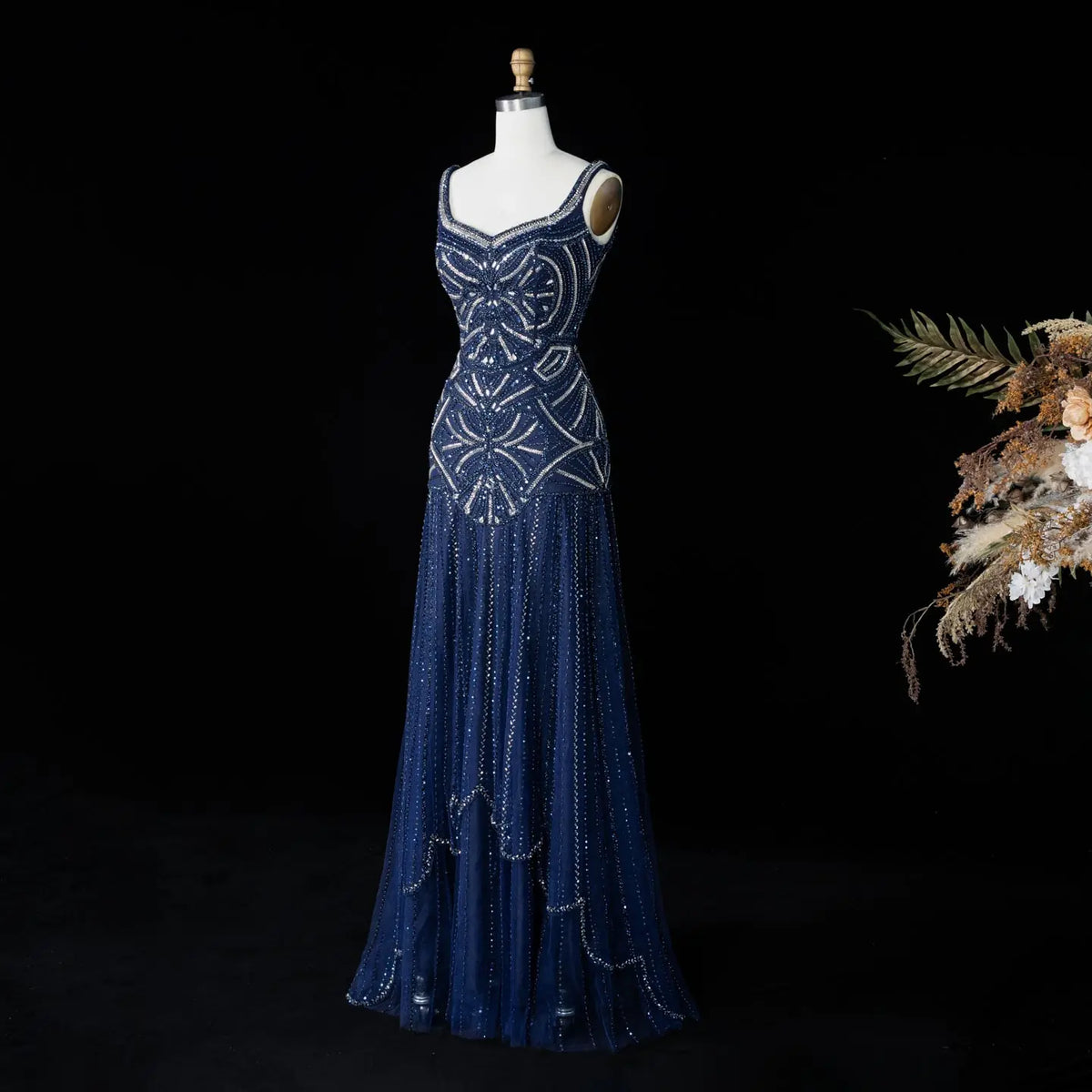 Elegant Champagne Beaded Evening Dress SS552-16