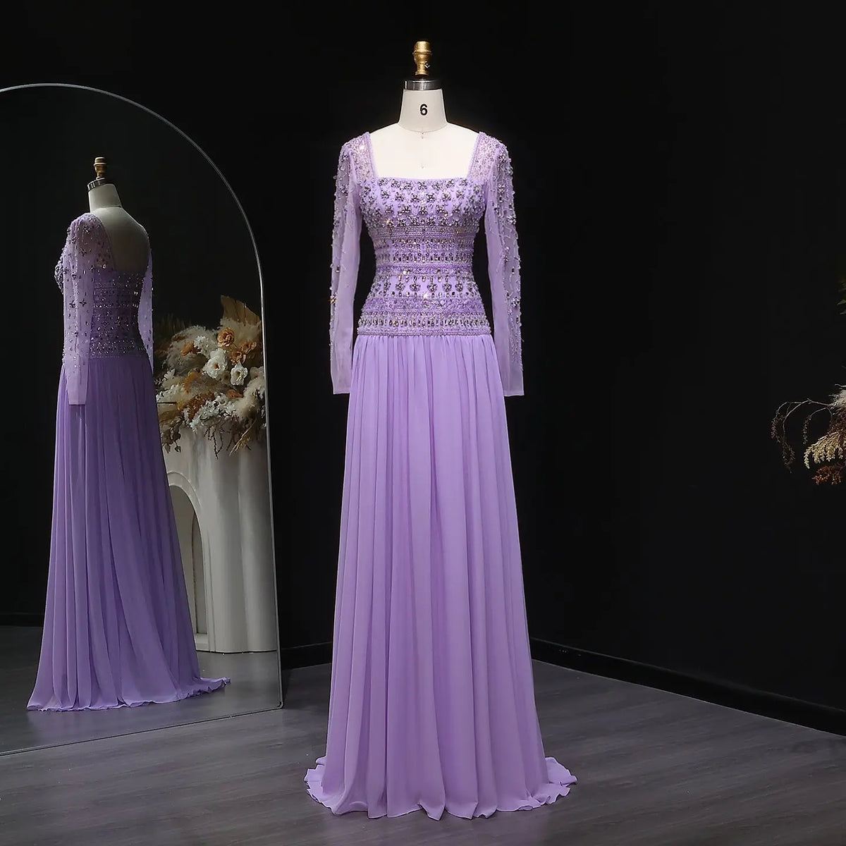 Strapless Lilac Beaded Bodice Evening Dress with Flowing Skirt SS539 Strapless Lilac Beaded Bodice Evening Dress with Flowing Skirt SS539