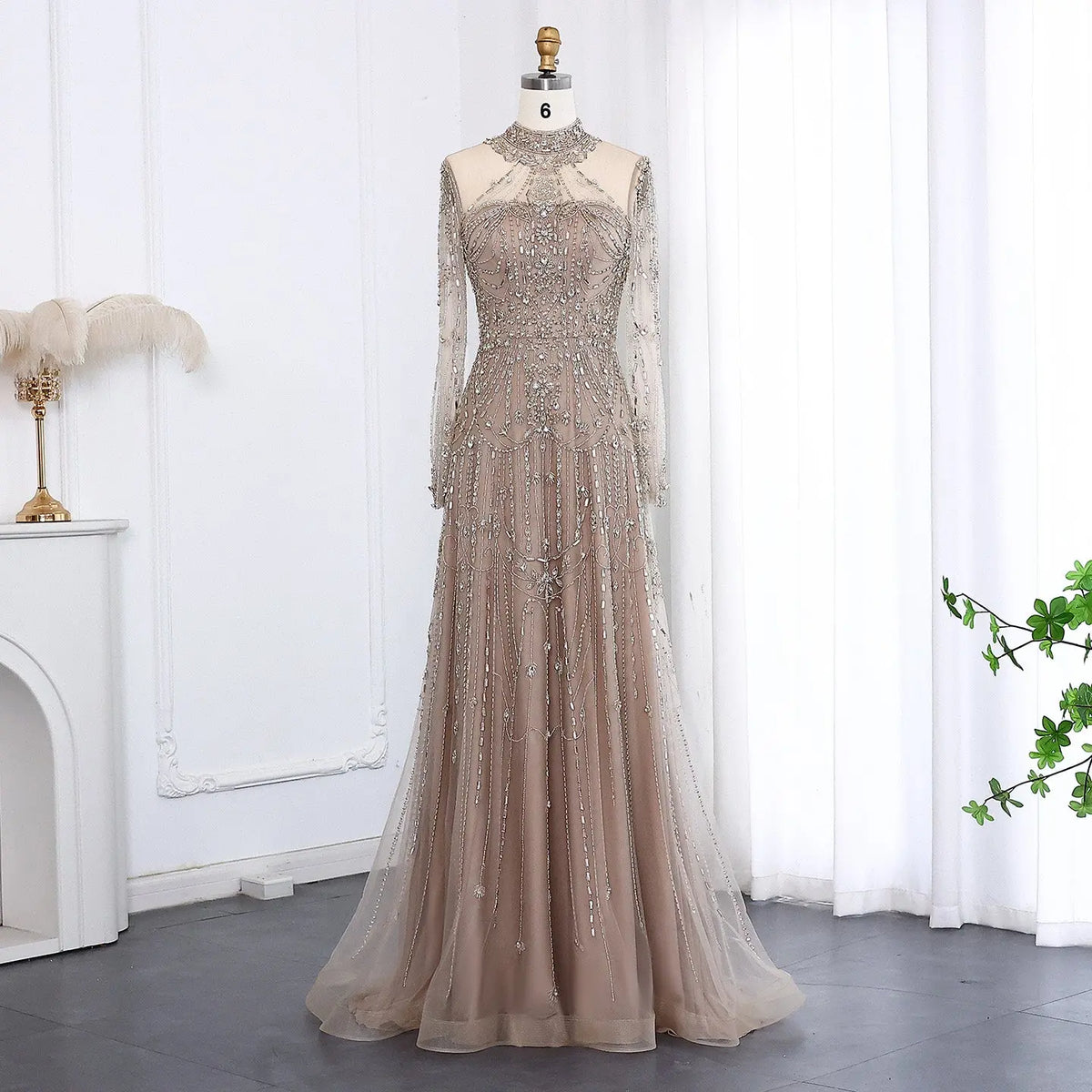 high collar evening dress High-Neck Long Halter Formal Dress: Ladivine CH031 Deep Emerald / 2XSmall