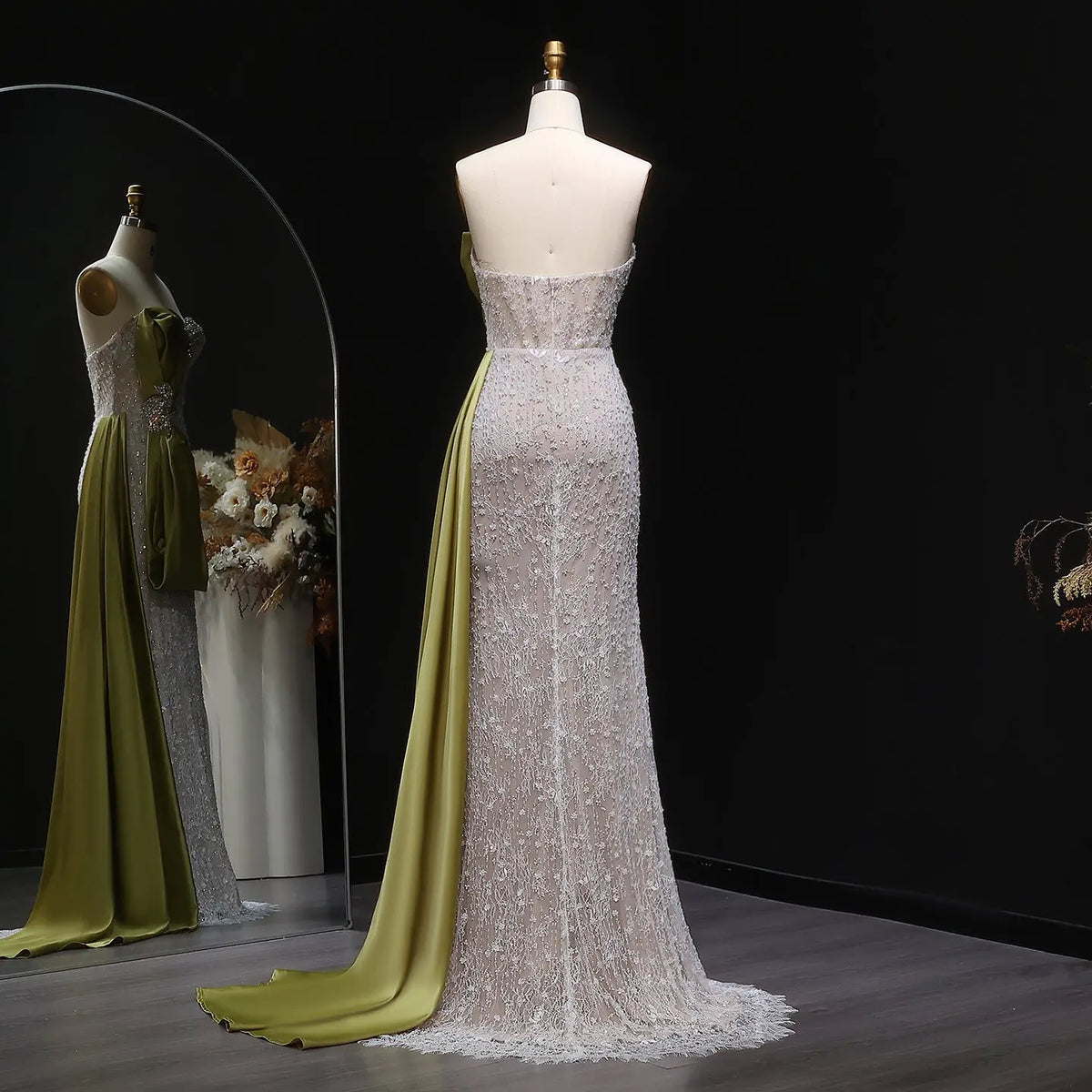 Luxury Crystal Beige Evening Dresses with Overskirt SS617 - SHARONSAID Luxury Crystal Beige Evening Dresses with Overskirt SS617 - SHARONSAID