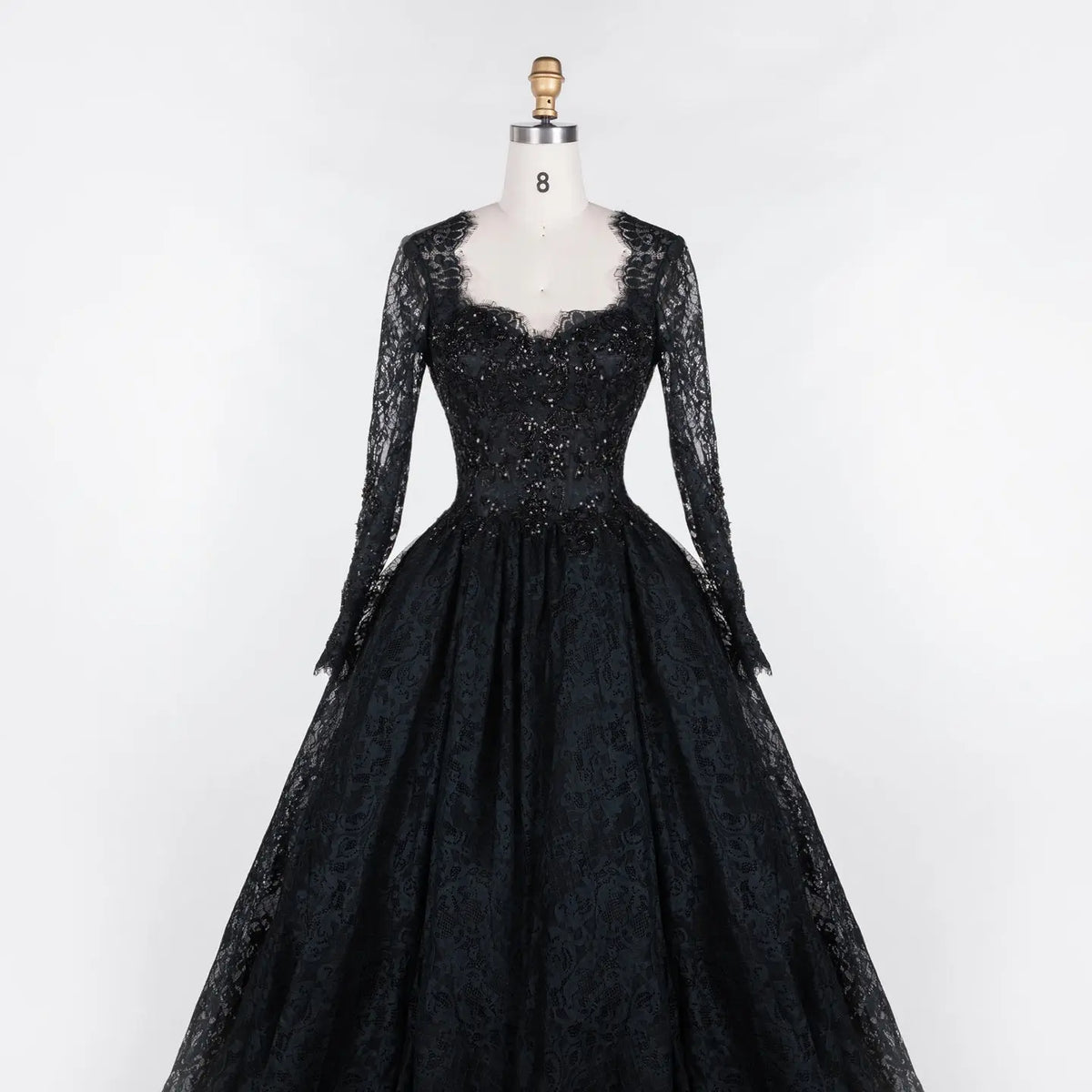 Black Gothic Beaded Lace Ball Gown Dress SW557-3