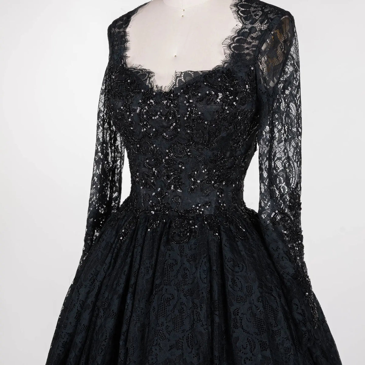 Black Gothic Beaded Lace Ball Gown Dress SW557-4