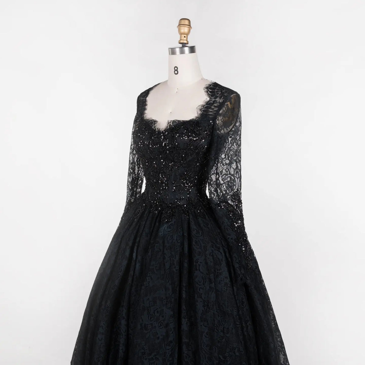 Black Gothic Beaded Lace Ball Gown Dress SW557-5