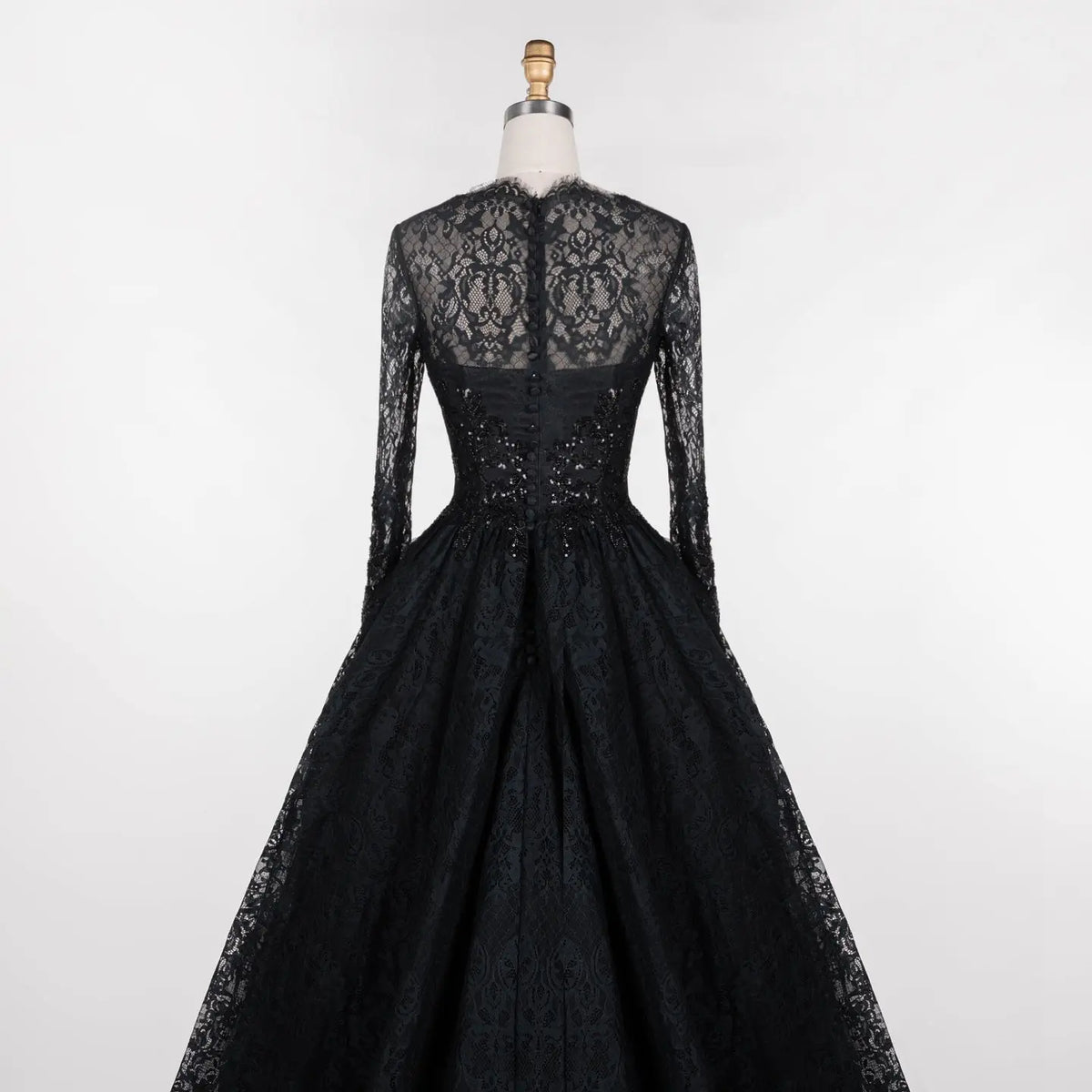 Black Gothic Beaded Lace Ball Gown Dress SW557-8