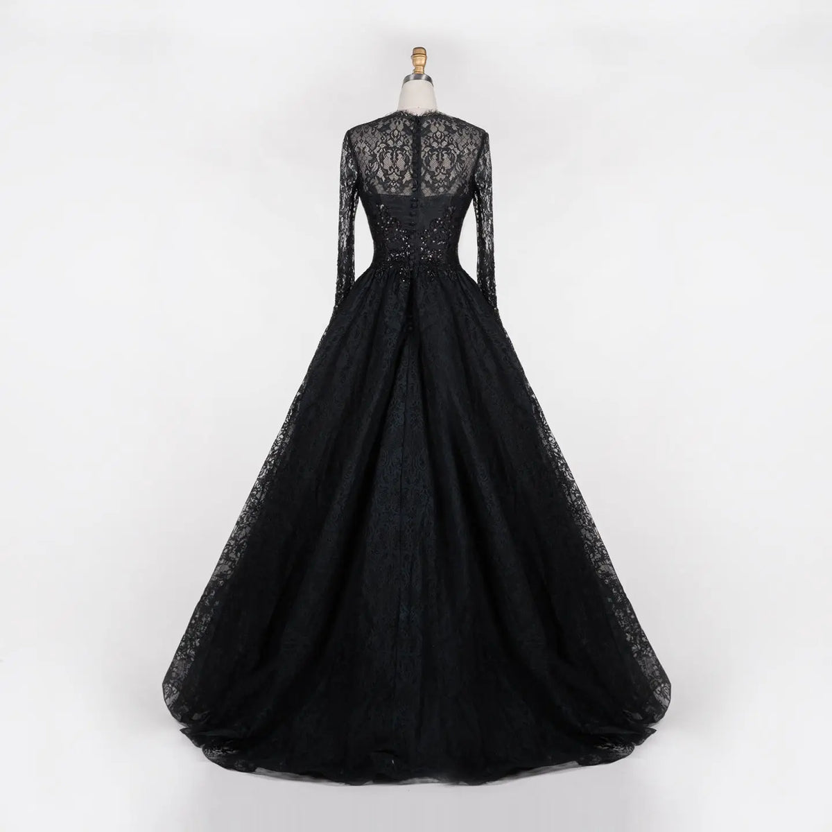Black Gothic Beaded Lace Ball Gown Dress SW557-9