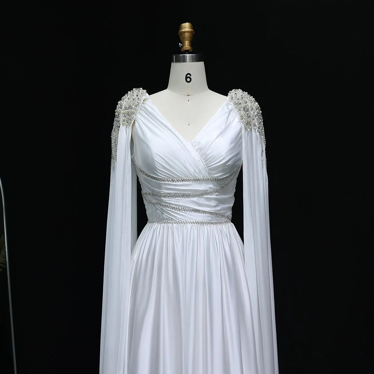 Luxury Crystal Rose Gold Evening Dress with Cape SS589 Luxury Crystal Rose Gold Evening Dress with Cape SS589