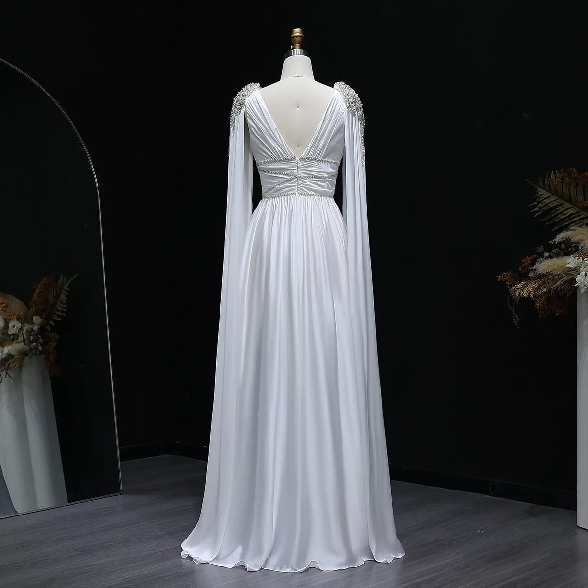 Luxury Crystal Rose Gold Evening Dress with Cape SS589 Luxury Crystal Rose Gold Evening Dress with Cape SS589