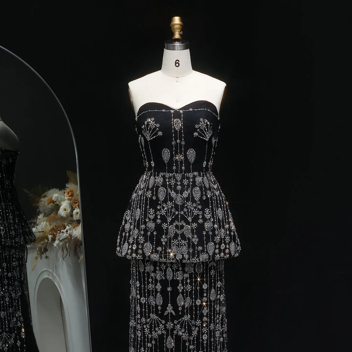 Chic Black Two Pieces Evening Dress for Women Wedding Party SS635 