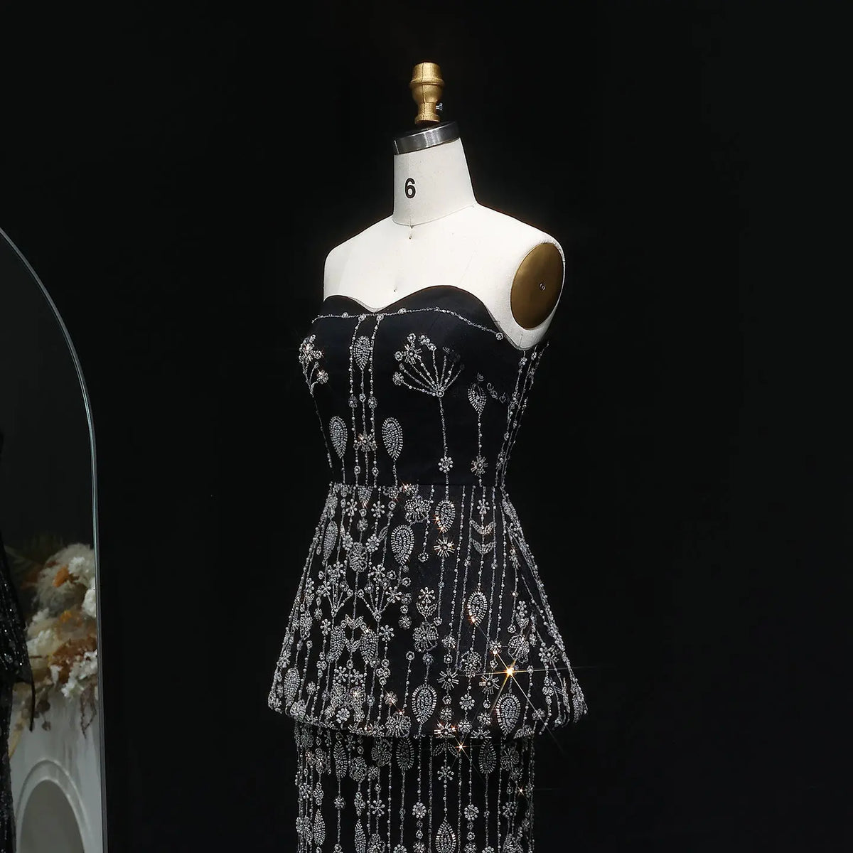 Chic Black Two Pieces Evening Dress for Women Wedding Party SS635 