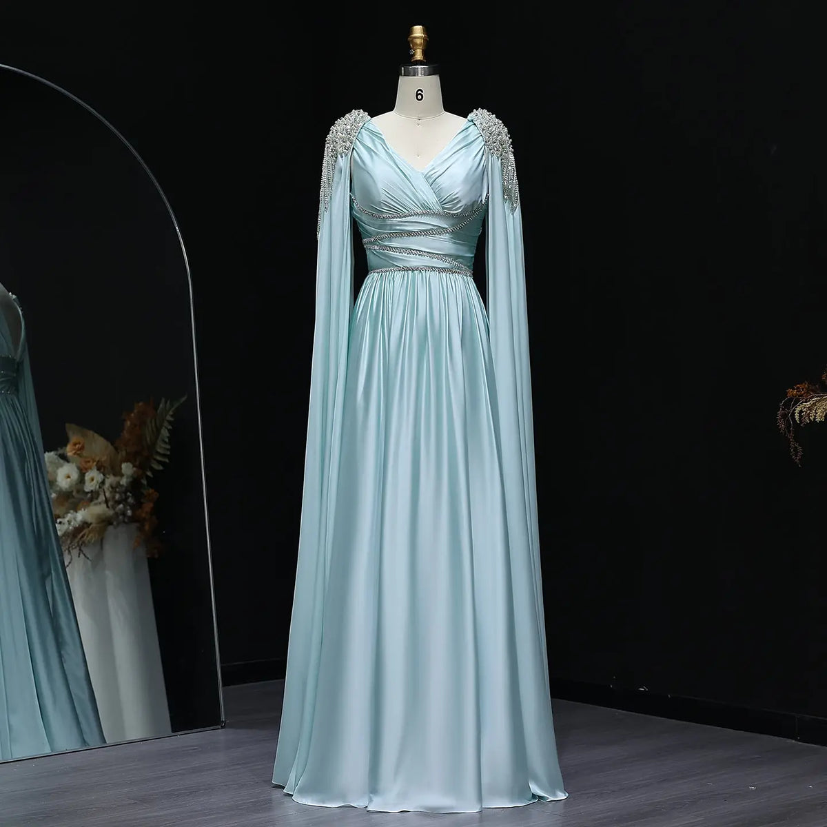 Luxury Crystal Rose Gold Evening Dress with Cape SS589 Luxury Crystal Rose Gold Evening Dress with Cape SS589