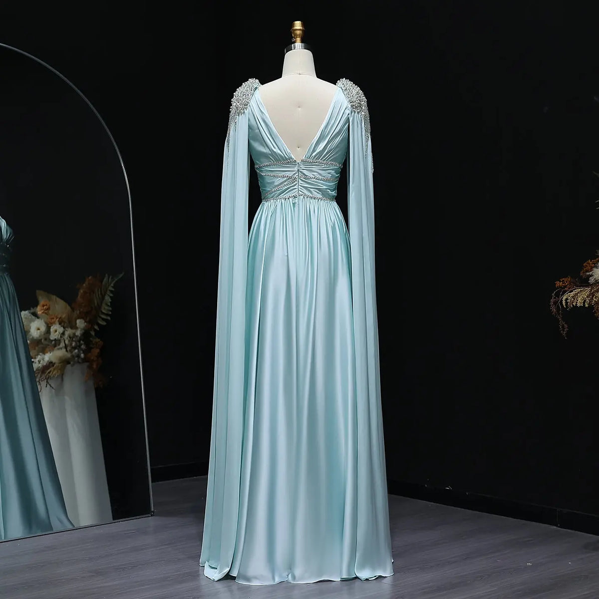 Luxury Crystal Rose Gold Evening Dress with Cape SS589 Luxury Crystal Rose Gold Evening Dress with Cape SS589