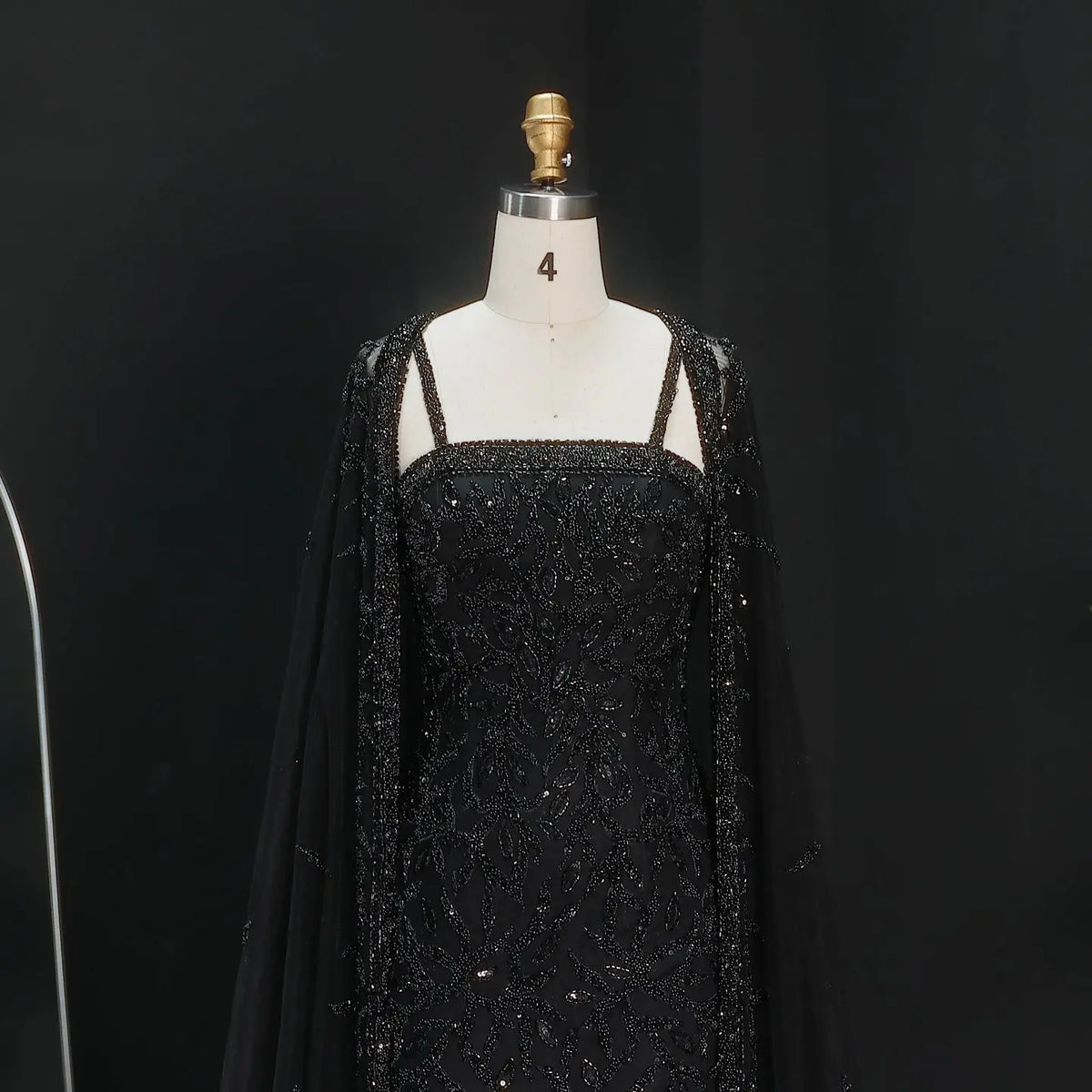 Elegant Pink Beaded Evening Gown with Sheer Cape SS393 
