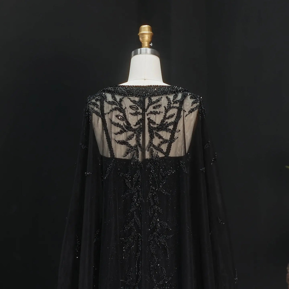 Elegant Pink Beaded Evening Gown with Sheer Cape SS393 