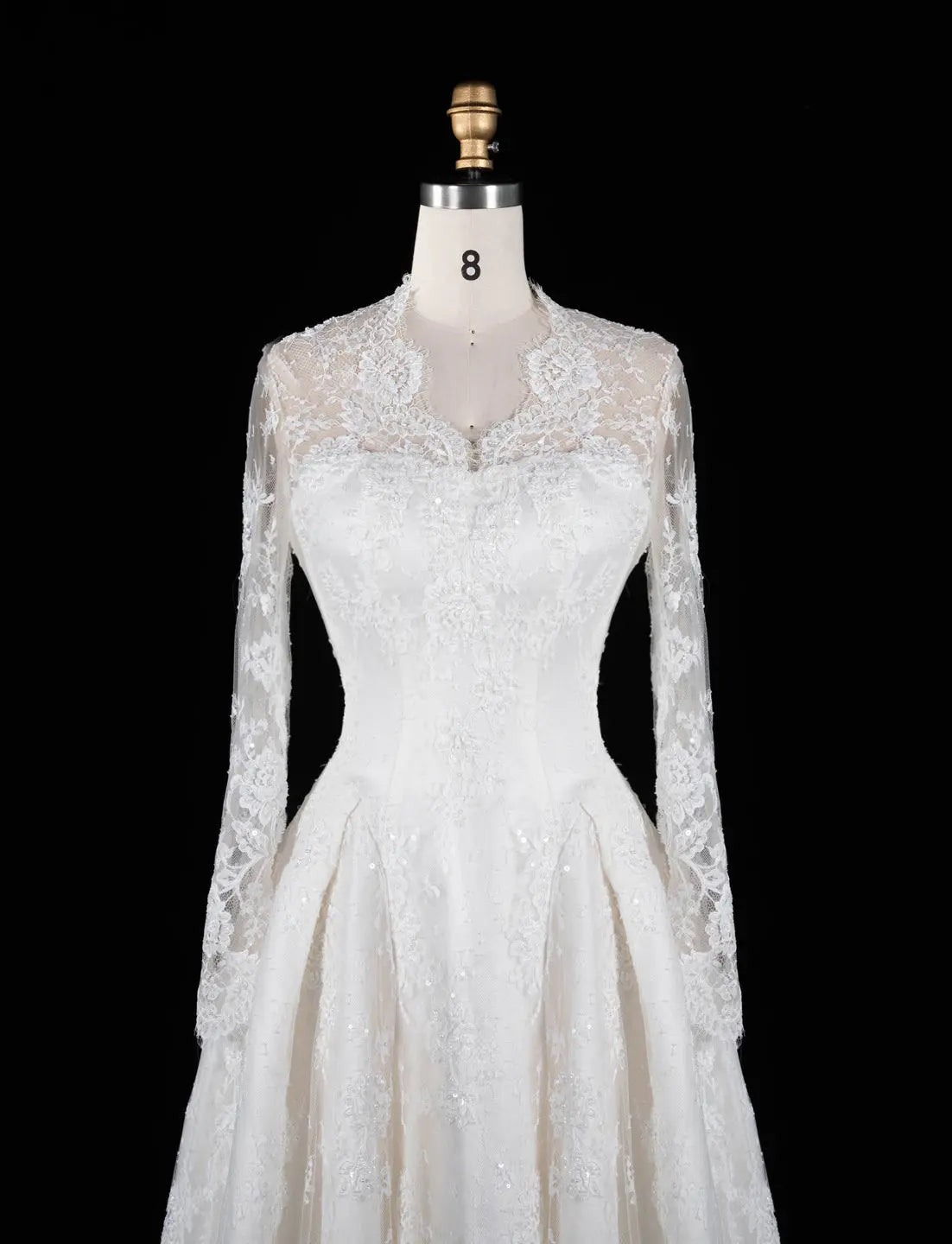 Off White Long Sleeve Tulle Wedding Dress SW672-4
