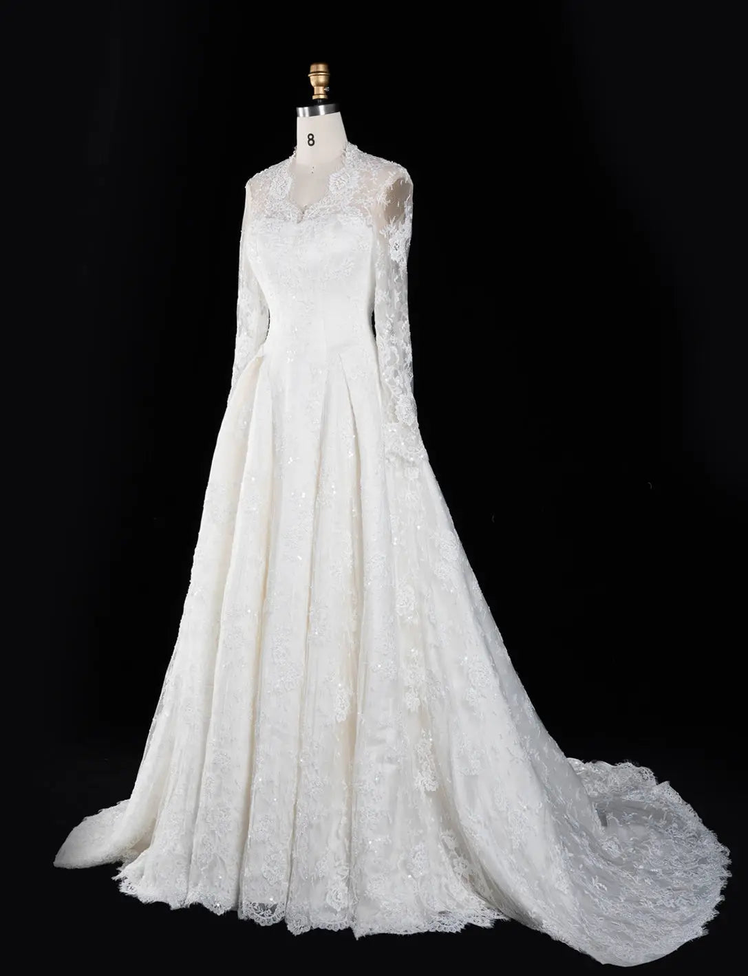 Off White Long Sleeve Tulle Wedding Dress SW672-8