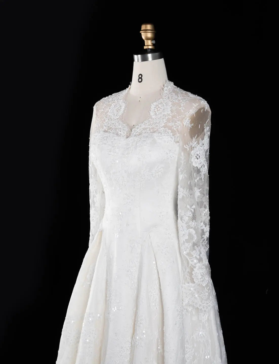 Off White Long Sleeve Tulle Wedding Dress SW672-9