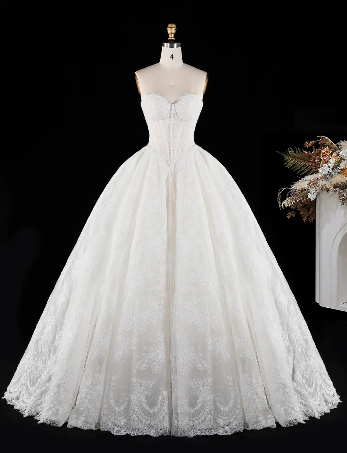 Off White Sweetheart Tulle Wedding Dress SW694-3