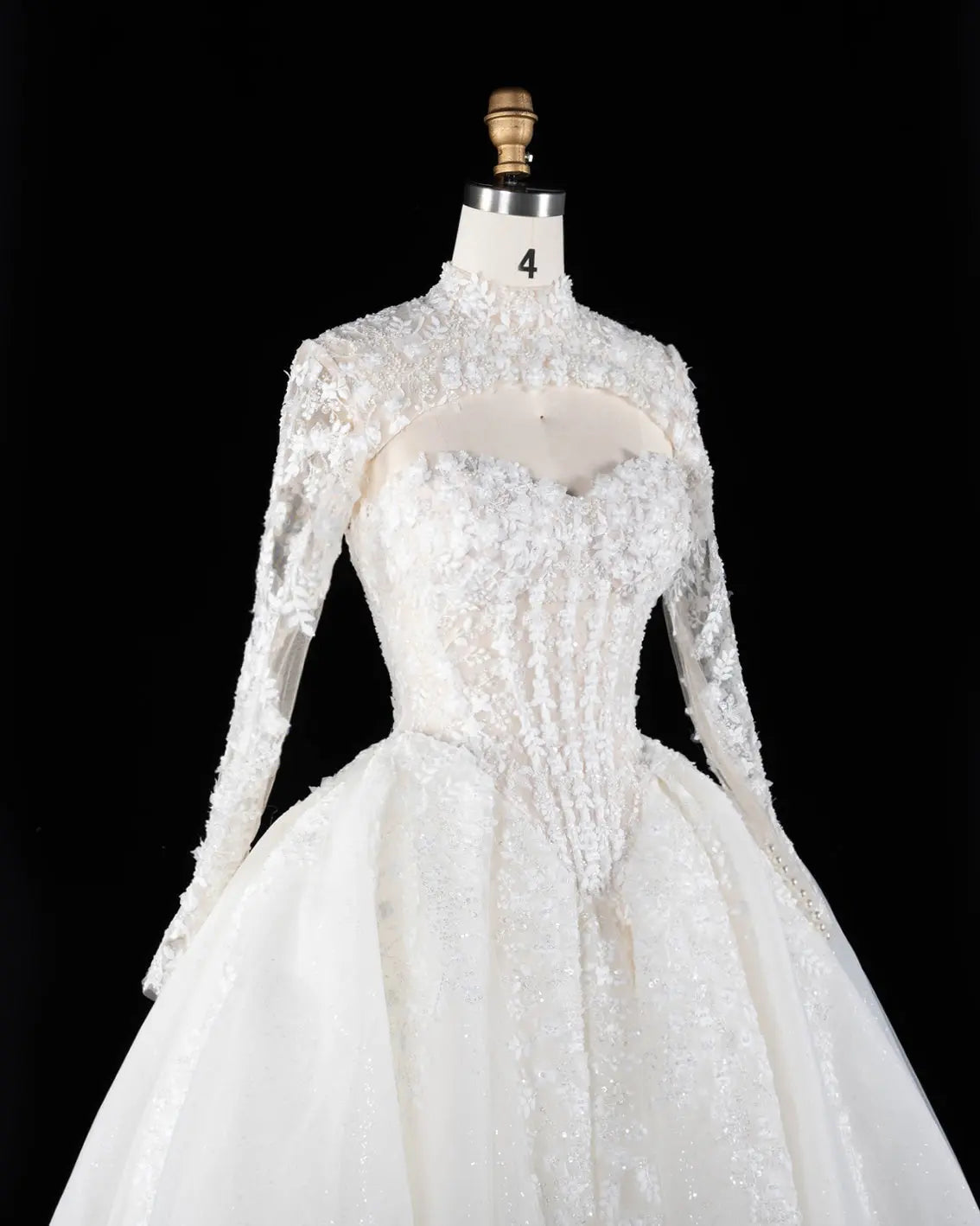 Off White Floral Lace High Neck Wedding Dress SW695-5